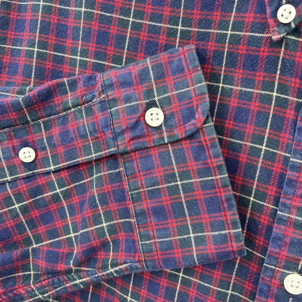 Ralph Lauren Shirt Mens‎ XL Blue Red Plaid Flannel Tartan Button Oxford Vintage
